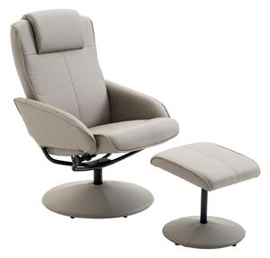 Poltrona Relax Reclinabile con Poggiapiedi in Similpelle Grigio
