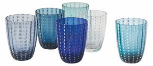 Set 6 Bicchieri Acqua in Vetro con Pois e Superficie Ondulata 300 ml VdE Tivoli 1996 Kalahari