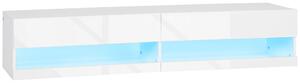 Mobile TV Sospeso fino a 65” 150x40x30 cm con Luce LED in Truciolato Bianco Lucido