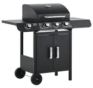 Barbecue a Gas 4 Fuochi 110x50x100 cm in Metallo Nero