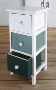 Cassettiera 3 Cassetti in Legno 25x25x56 cm Rosy Bianco e Multicolor