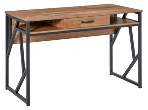 Scrivania da Ufficio 120x60x76 cm con Mensole e Cassetto Nero Marrone