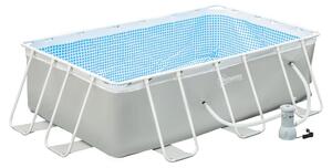 Piscina Fuori Terra Rettangolare 340x215x80 cm Telaio in Acciaio Grigia