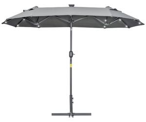 Ombrellone Doppio da Giardino 295x150x219 cm in Acciaio e Poliestere Grigio