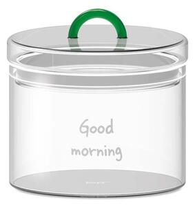 WD Lifestyle WD600 Barattolo 1,4L Good Morning Vetro Borosilicato Manico Verde Tappo Ermetico
