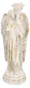 Angelo in Resina bianco oro con lanterna cm 15x11xh40