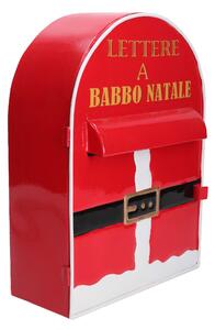 Cassetta posta di Babbo Natale Natalizia 22,5x12xh30 cm in Metallo babbo natale rosso