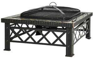 Berbecue a Legna 76x76x47 cm in Metallo Nero