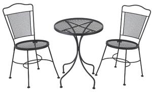 Set Tavolo e 2 Sedie da Giardino in Metallo Nero