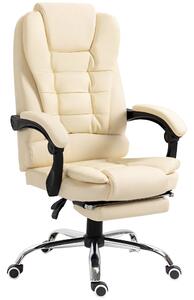 Sedia Poltrona da Ufficio Presidenziale Massaggiante 64,5x69x109-117 cm in Similpelle Bianca