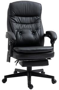 Sedia Poltrona da Ufficio Presidenziale Massaggiante 64x69x107-115 cm in Similpelle Nera