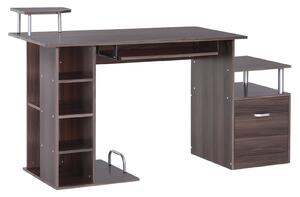 Scrivania da Ufficio per PC 152x60x88 cm Marrone Scuro Effetto Legno