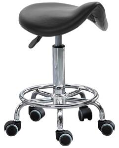 Sgabello con 5 Ruote 36,2x37,5x51-66 cm Seduta Ergonomica Imbottita in Gommapiuma Nero