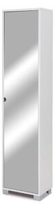 Armadio 1 Anta con Specchio 43x190x29 cm Bianco Fiammato