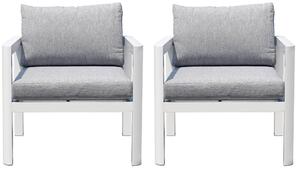 Poltrona da Giardino 70x75x60 cm in Alluminio Bianco con Cuscini Grigio