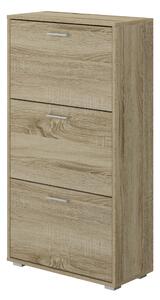 Scarpiera 3 Scomparti 67x28x112 cm 18 Paia in MDF Rovere