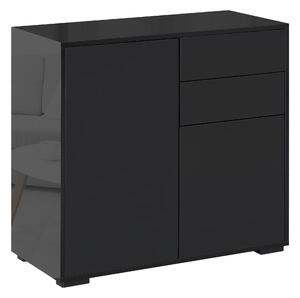 Mobiletto Multiuso 79x36x74 cm 2 Cassetti 2 Armadi Nero