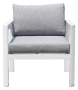 Poltrona da Giardino 70x75x60 cm in Alluminio Bianco con Cuscini Grigio