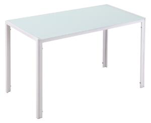 Tavolo Rettangolare 120x60x75 cm in Metallo e Vetro Temperato Bianco