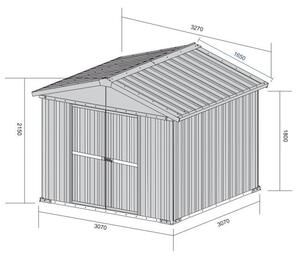 Casetta Box da Giardino in Lamiera di Acciaio Porta Utensili 327x307x217 cm Enaudi Legno