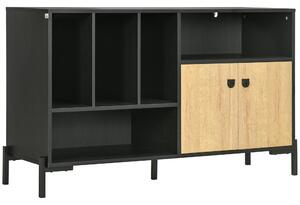 Mobiletto da Salotto 5 Ripiani 2 Ante 120x40x74 cm in Truciolato Nero