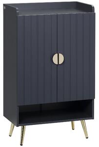 Scarpiera 4 Livelli 15 Paia 60x33x100 cm in Truciolato e Acciaio Grigio e Oro