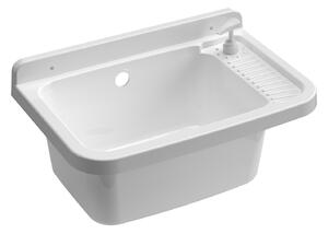 Lavatoio 50x35x24 cm Pilozzo a Parete con Dispenser in Resina Bianco