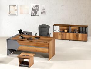 Set ufficio scrivania angolare mobile studio 3 pezzi legno marrone