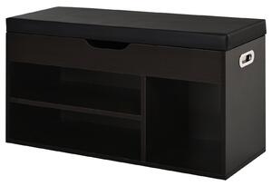 Mobile Scarpiera con Panca Contenitore 80x30x45 cm in Legno Truciolare Noce Scuro