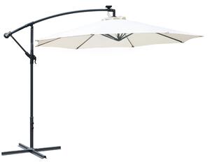 Ombrellone da Giardino Decentrato Ø2,95m con Led a Energia Solare Crema