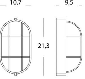 Lampada Plafoniera Ovala Piccola con Gabbia Colore Nero per Esterno Linea Industriale Sovil