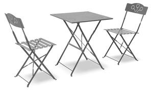 Set da Giardino Pieghevole in Ferro con Tavolo e 2 Sedie Taddei Bistro Antracite
