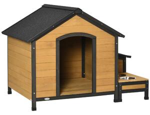 Cuccia per Cani Taglia Media 130x93x92 cm con 2 Poraciotole in Legno di Abete
