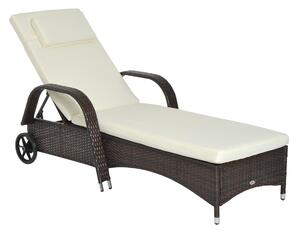 Lettino da Giardino Prendisole Relax in Rattan Sintetico Marrone