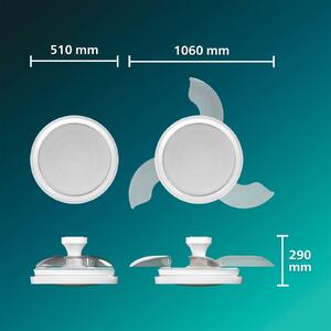 Philips Ventilatore da soffitto LED Bliss, bianco lucido, DC, silenzioso dimmerabile, Bianco / Opale, Soggiorno / Sala da pranzo, Metallo, Moderno