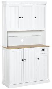 Credenza Cucina 101x39x180 cm 1 Cassetto 6 Ante in Legno Bianco