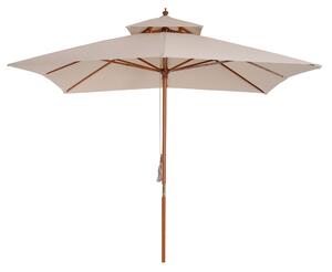Ombrellone da Giardino 3x3 m Palo Ø48 mm in Bambù Doppio Tetto Crema