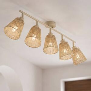 Lindby Faretto da soffitto Anuva, 86 cm, a 5 luci, beige, carta dimmerabile, Crema / Ambra, Soggiorno / Sala da pranzo, Carta / Lunolit / Lunopal, Campagna / Rustiche, Faretto