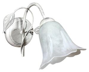 Applique 1xE14 Montatura Bianco Argento Vetro Spugnato Bianco E-Energy Teresa