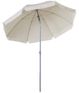 Ombrellone da Giardino Ø2,2 m Palo Ø28 mm in Metallo Tettuccio Inclinabile Bianco Crema