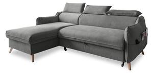 Divano letto angolare in velluto grigio chiaro (angolo sinistro) Sweet Harmony - Miuform