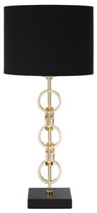 Lampada da Tavolo Glam Rings Ø25x54,5 cm in Ferro e Tessuto Nero e Oro