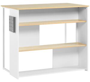 Isola da Cucina 3 Ripiani 105x65x90 cm con Portacoltelli in Legno Truciolare Bianco