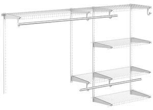 Set Appendiabiti a Muro 178,2x38,8x128 cm con 5 Mensole e 3 Barre Salvaspazio Bianco