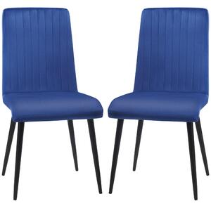 Set 2 Sedie Imbottite 43x58x90 cm in Tessuto Blu