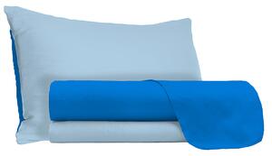 Set Lenzuola Sopra Sotto e Federe Doubleface Royal/Azzurro 1 Piazza e Mezzo