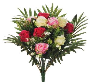 Set 2 Bouquet Artificiale di Rose in Boccio Altezza 48 cm Rosa