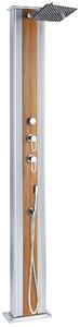 Doccia Solare Ibrida da Giardino 40L Miscelatore e Doccetta Lavapiedi Alluminio Metallizzato/Legno