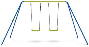 Altalena 2 Posti da Esterno 295x170x180 cm in Acciaio Blu e Gialla
