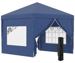 Gazebo Pieghevole da Giardino 2,95x2,95x2,58m in Acciaio e Tessuto Oxford Blu